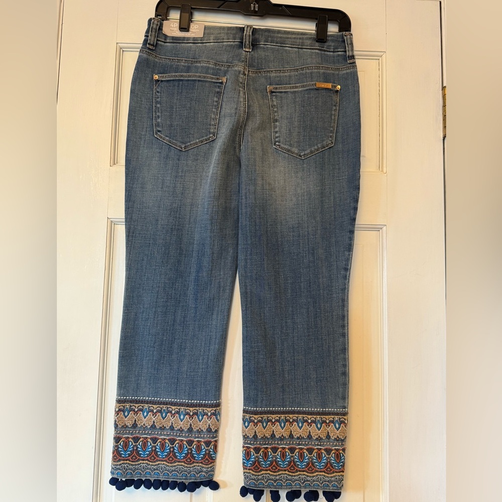 Chico's Blue Denim Set with Multicolor Embroidery - Picture 10 of 15